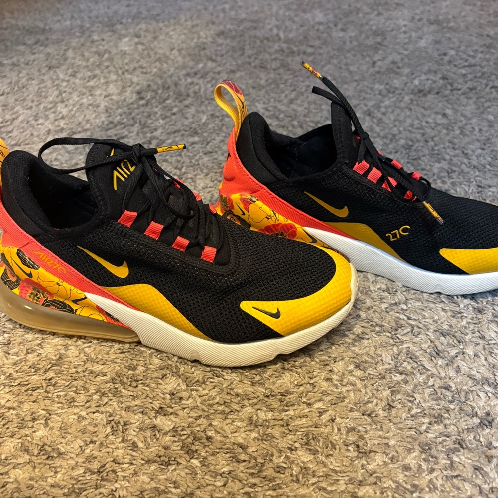 Nike Air Max 270 Black and Gold Sneakers